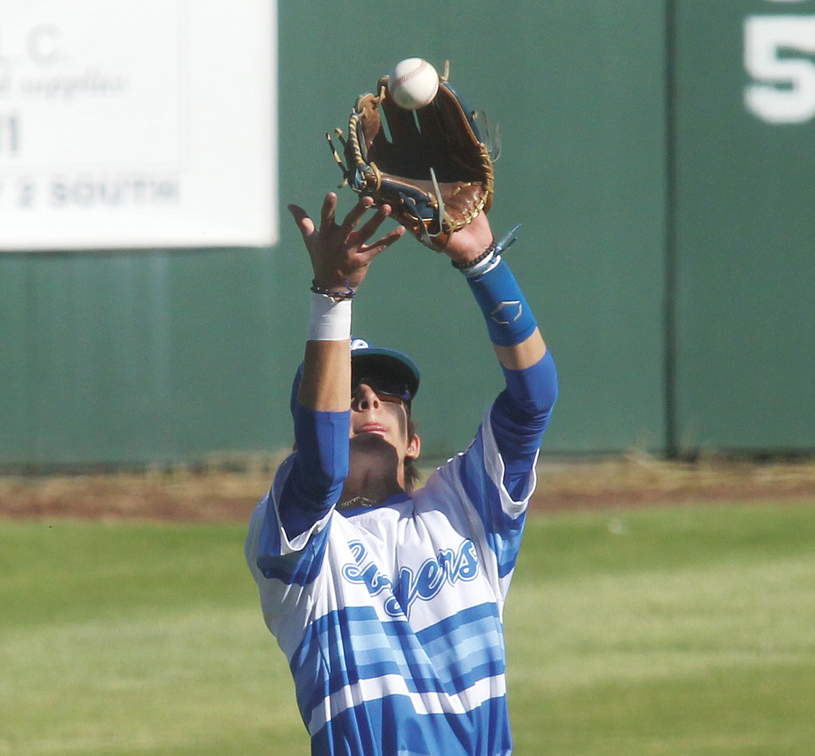 Claremont's Adrian Sanchez flies out to shortstop Aiden Rose for the third out top of second inning. The Loggers fell to the Cardinals 9-2 in the second game of the Big Bucks tournament Thursday evening. (Paul Sievers/The Western News)