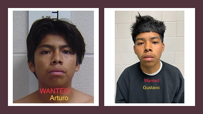 Arturo Pineda-Feliciano, 18, left, and Gustavo Pineda-Feliciano, 16, right, are wanted in connection with a shooting west of Othello late Sunday.