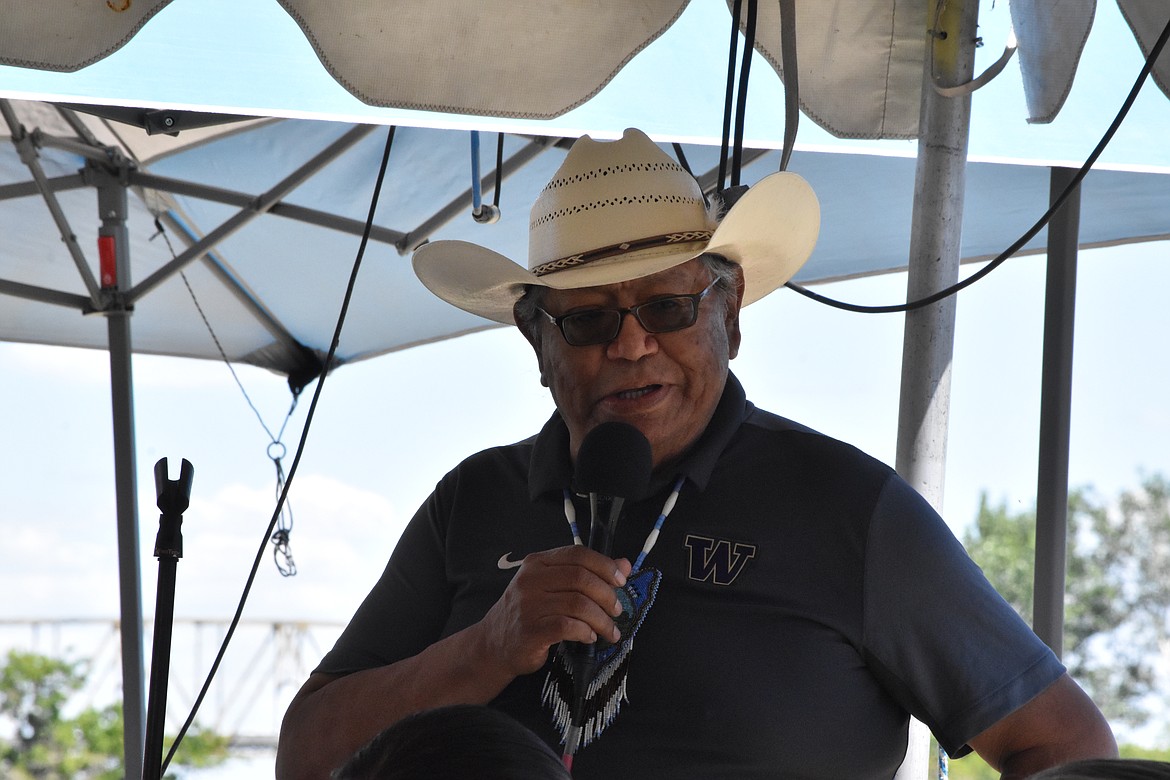 Davis Washines of the Yakama Nation Department of Natural Resources spoke to attendees of the importance of the Hanford cleanup.