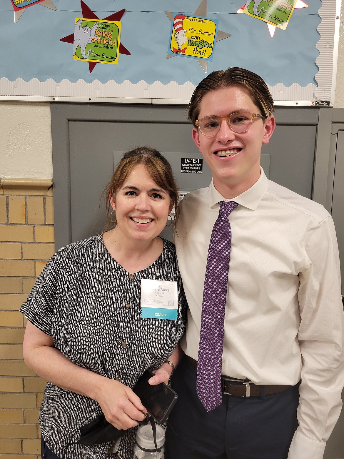 Lane McKoy, right, placed 12th in Informative Speaking at the National Speech and Debate Tournament. Glacier Informative Speaking coach Kerrie More is pictured. (Photo provided by Greg Adkins)
