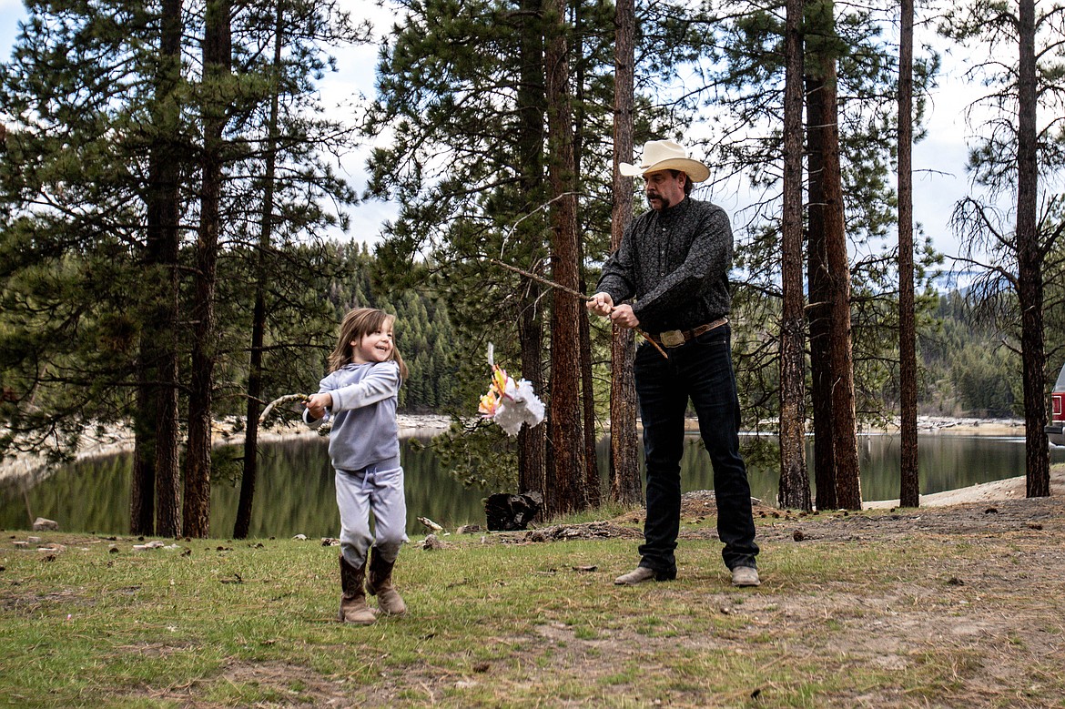 Sequoia Sandvich and Bill (Cowboy) Miles celebrate her fifth birthday with Homeward for Heroes at Hubbart Reservoir on May 14, 2022. (JP Edge photo)