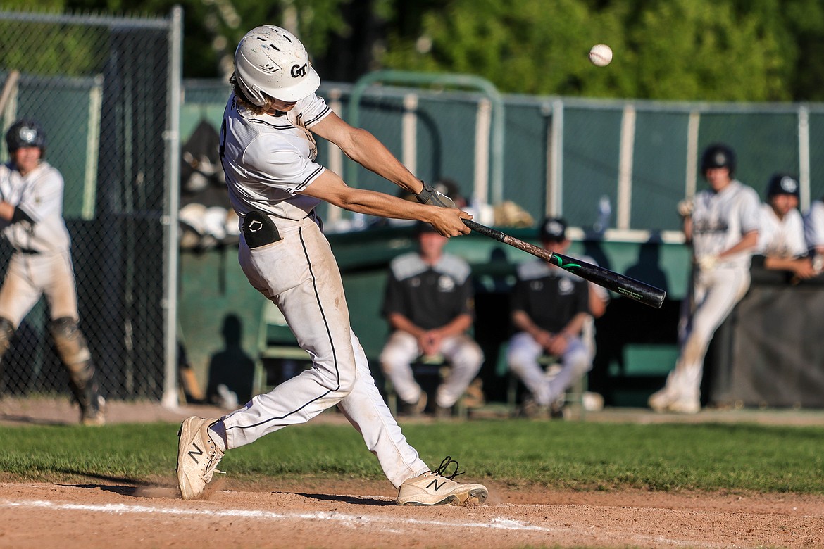 Mikey Glass takes a swing at Memorial Field on June 25, 2022. (JP Edge photo)