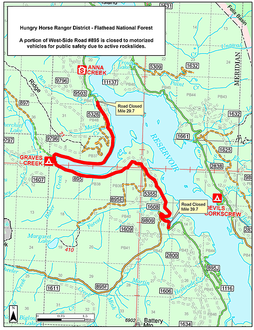 Rockslides, slump close section along Hungry Horse Reservoir | Daily ...