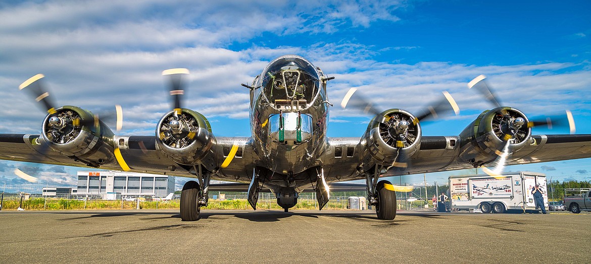 The B-17 Flying Fortress known as "Sentimental Journey" will be available for tours and flights at Glacier International Airport later this week. (Photo courtesy The Airbase Arizona Flying Museum)