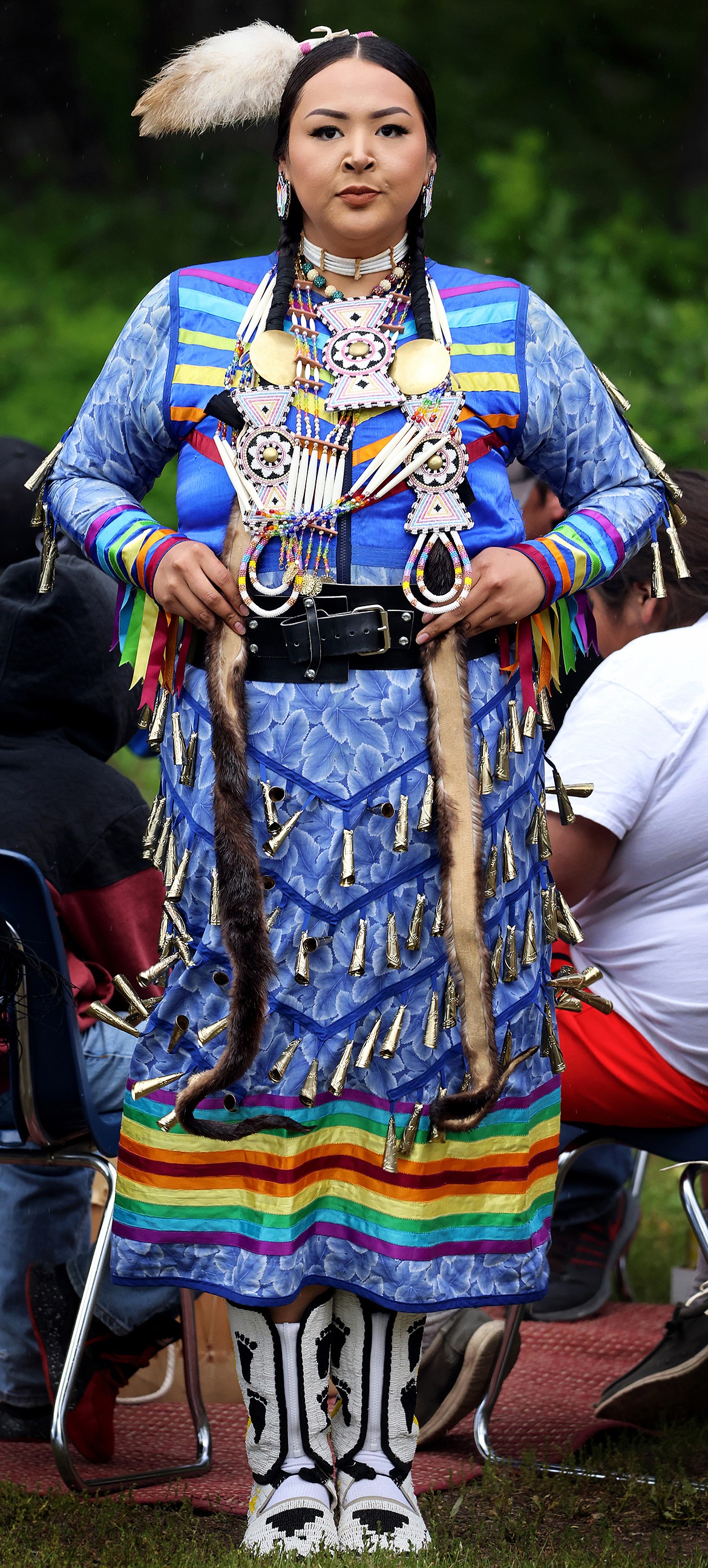 Jusine ScabbyRobe and the Blackfeet Singers and Dancers performed at the Rising Sun Picnic area as part of Glacier National Park's Native America Speaks program Wednesday, June 29. (Jeremy Weber/Daily Inter Lake)