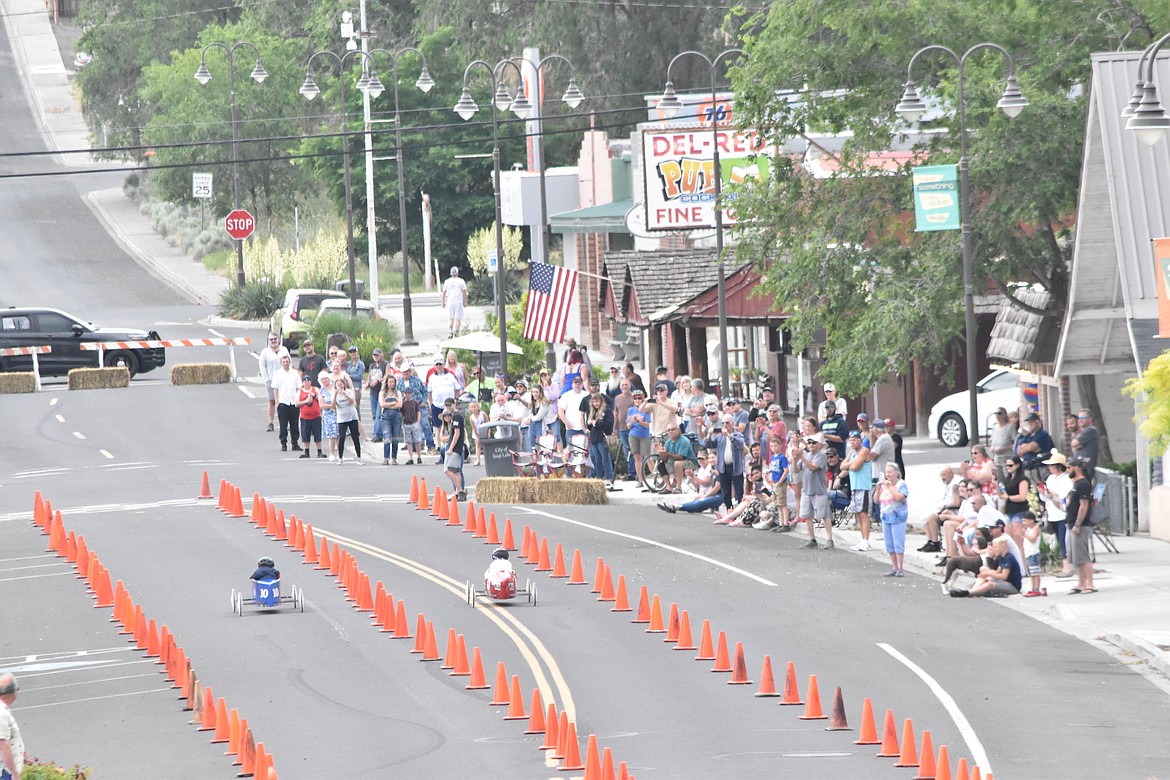 The Soap Lake Soap Box races were held on Maine Avenue East where children would travel down the hill toward the Del Red Pub where the finish line was.