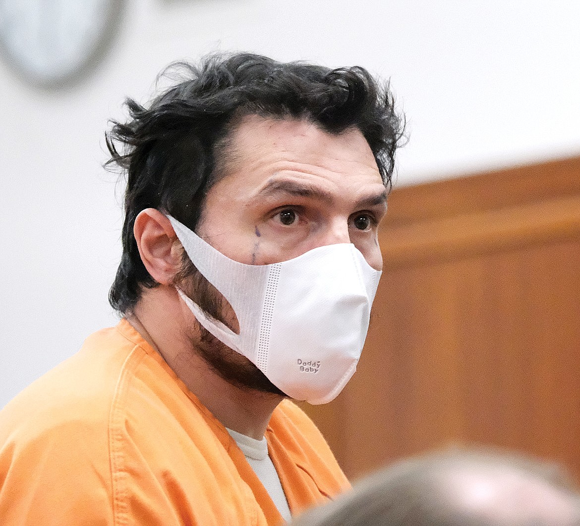 Pernell Albert Dionne Jr. at his change of plea hearing in Lincoln County District Court on Dec. 20, 2021. (Paul Sievers/The Western News)