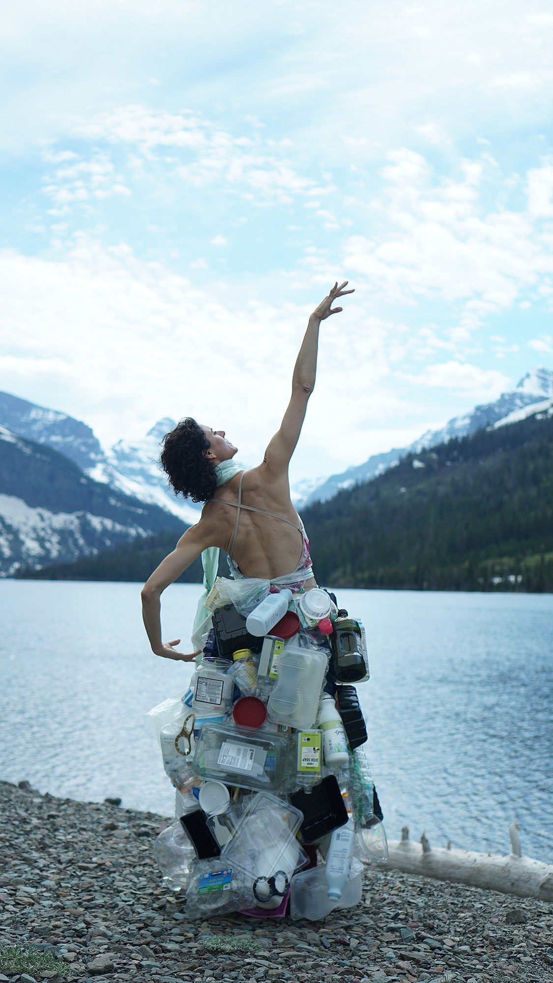 A shot taken of professional dancer and artist Ilana Goldman in the dress she made out of plastics collected over a four-month period. Goldman and her husband Gabriel Williams were Glacier National Park's Artists-in-Residence for the month of June. (Courtesy photo)