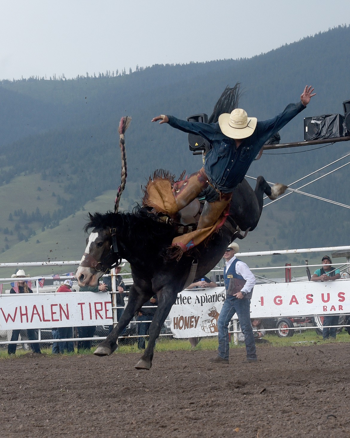 Nathan Copeland-Lander takes flight at the end of his ride. (Marla Hall/For the Leader)