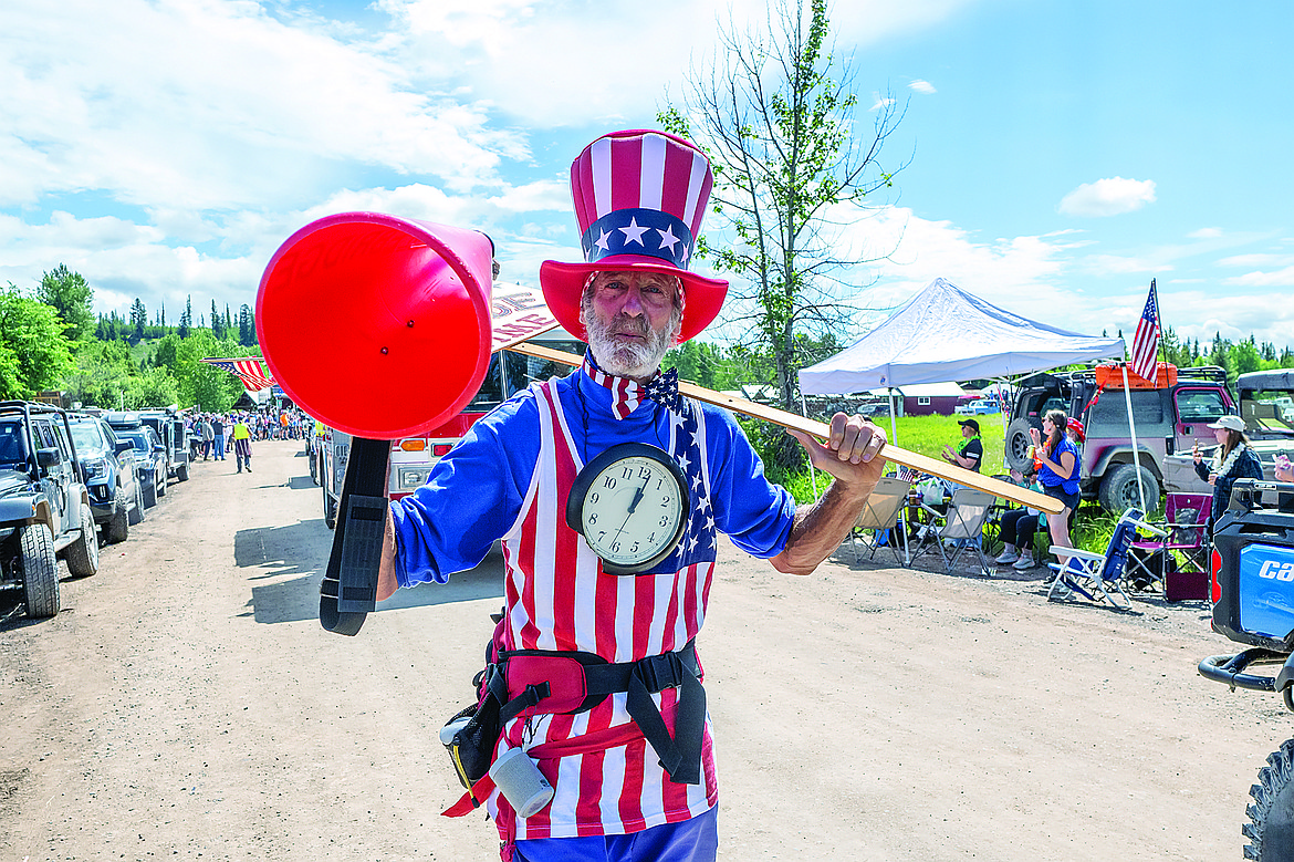 Rob Fisher was back at the Polebridge Parade this year in his trademark outfit.