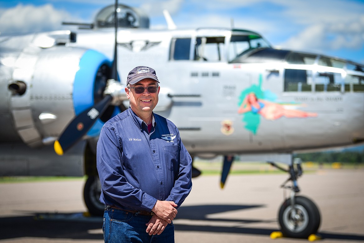 JP Mellor, one of two pilots with the B-25 Mitchell "Maid in the Shade" from The Airbase Arizona Flying Museum, a unit of the world-wide Commemorative Air Force on Tuesday, July 5. (Casey Kreider/Daily Inter Lake)