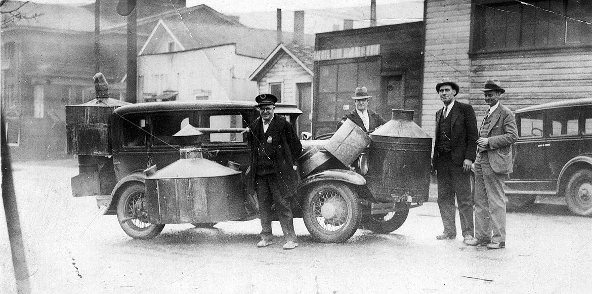 The Fed’s rum-busting vehicle with 4 stills aboard after a 1922 moonshine bust in Coeur d’Alene.