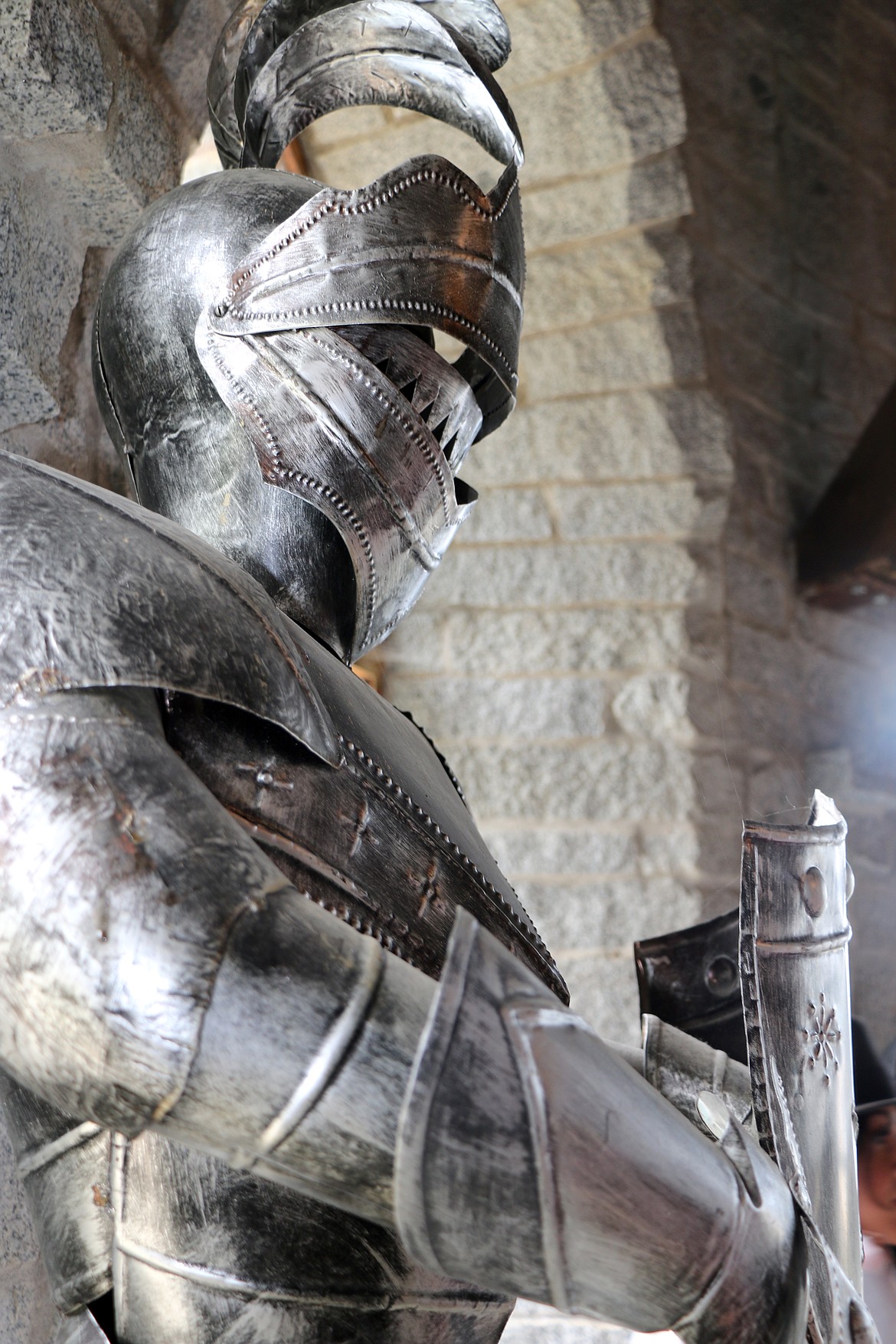 A suit of armor adorns the hall at Castle Von Frandsen.