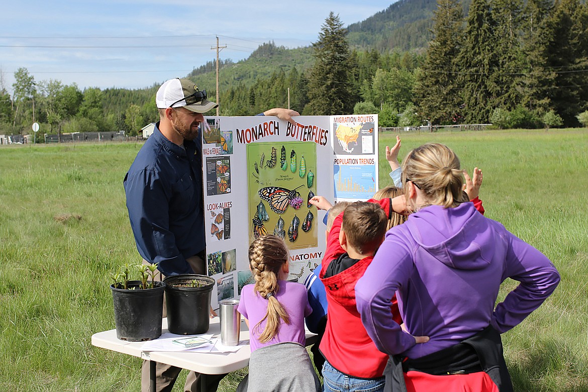 Southside Elementary students learn about butterflies at a recent field trip to a Fish and Game-managed wetland near the south end of Cocolalla Lake.