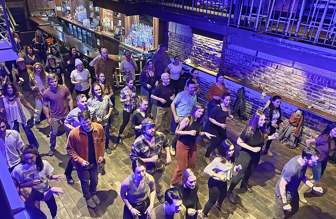 An overhead shot of Latin Nights' Salsa dance lesson at Casey's in Whitefish. (Courtesy photo)