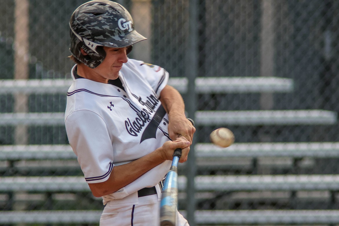 Kellen Kroger takes a swing for a base hit on Thursday at Memorial Field. (JP Edge photo)