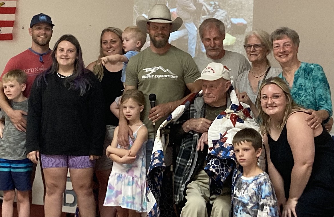 Members of the Kootenai Valley Quilt Guild had the honor of presenting
Virgil Byron Rockstad with a Quilt of Valor to thank him for his service to our country.