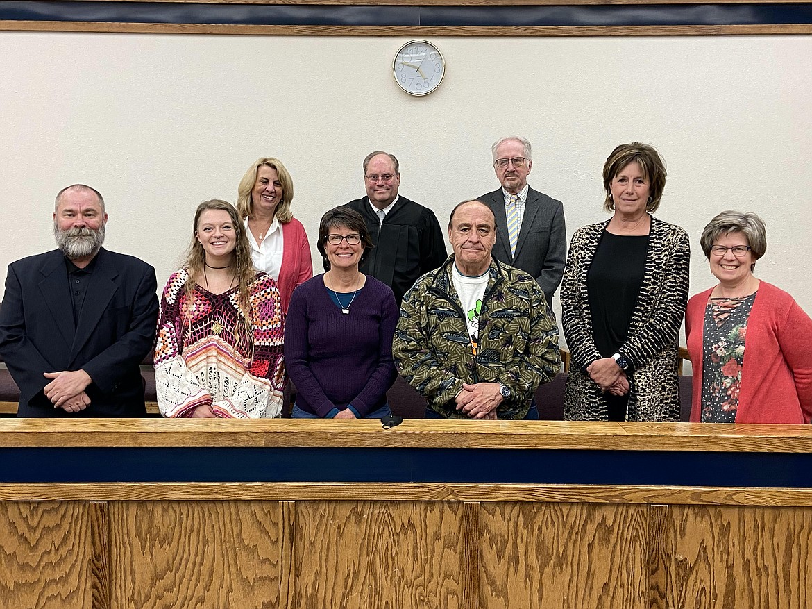 New CASA advocates from row, left to right, are Thomas Kearney, Emilie Henry, Jana Pursell, Ray Mariscal, Betsy Schilling and Becky Slater.
Pictured top row are Judge Heidi Ulbricht, Judge Dan Wilson and Judge Robert Allison.