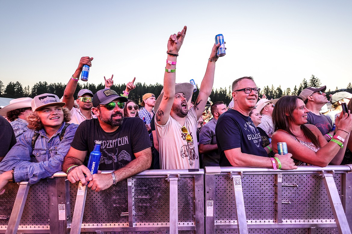 Concertgoers cheer on Turnpike Troubadours at Under the Big Sky Festival in Whitefish on Friday, July 15, 2022. (JP Edge photo)