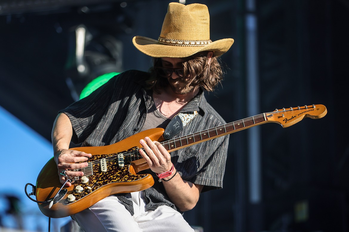 Charley Wiles play guitar along with Paul Cauthen at the Under the Big Sky Festival on Friday, July 15, 2022. (JP Edge photo)