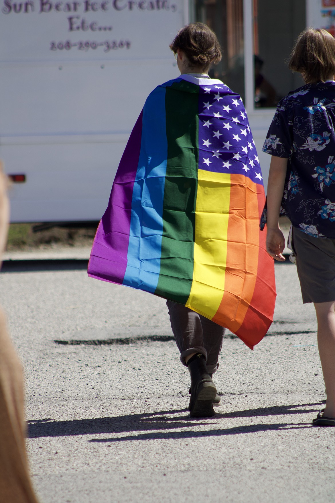 A participant takes part in Sandpoint Pride 2022.