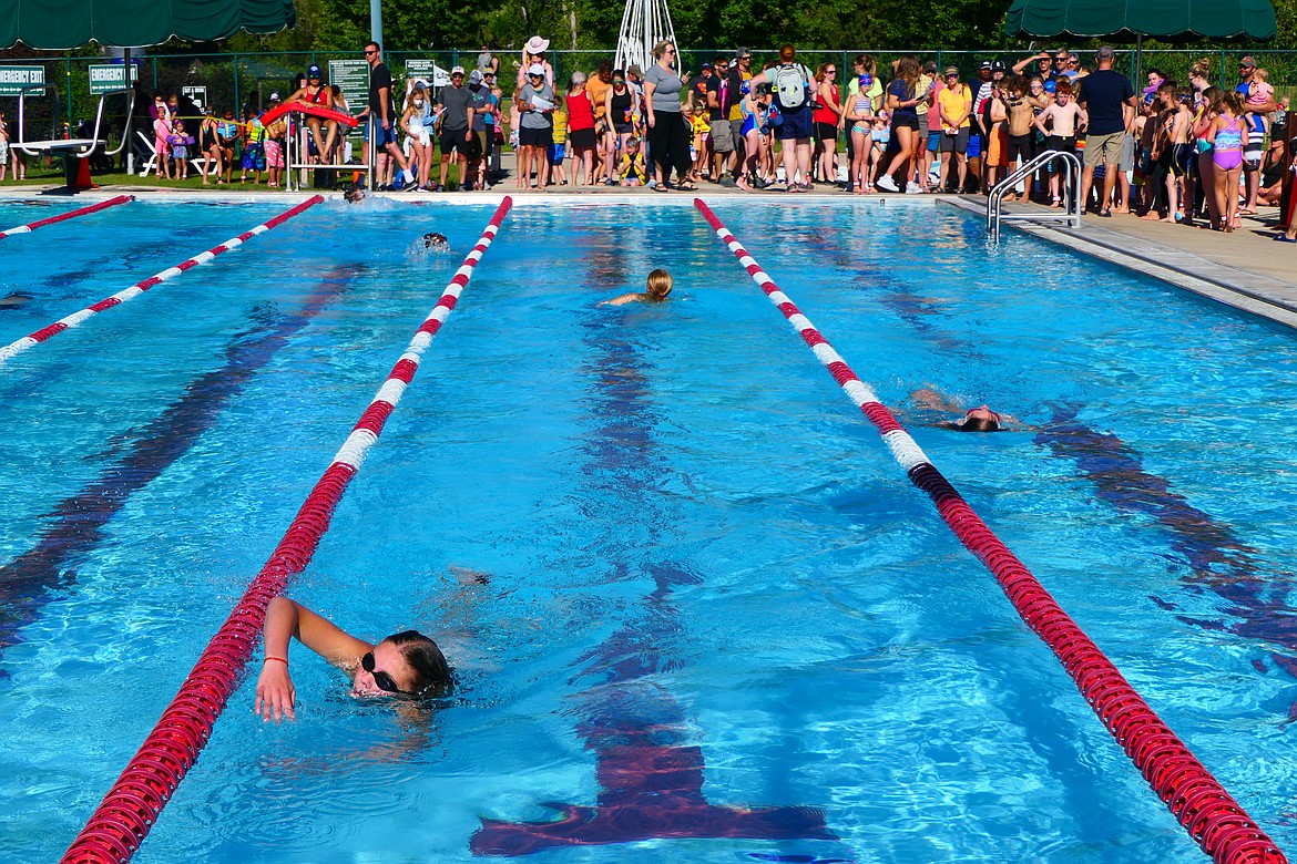 Swimmers compete in the Logan Health Kids Triathlon at Woodland Park in Kalispell on Saturday, July 16. (Matt Baldwin/Daily Inter Lake)