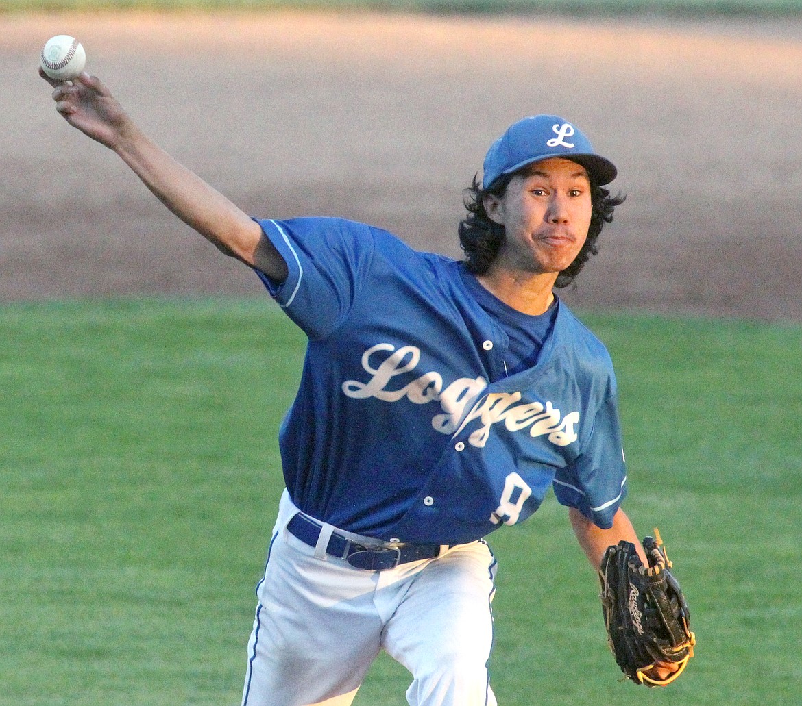 Libby Loggers pitcher David Bailey takes the mound in relief of Caleb Moeller in the top of the fifth. The Loggers beat Missoula, 12-2, in the second of a doubleheader Saturday night. (Paul Sievers/The Western News)