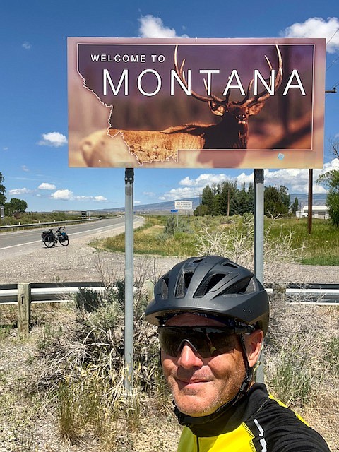 Richard Rivadeneira arrives in Montana during his cross-country bike ride with Warriors Expeditions. (Photo provided)