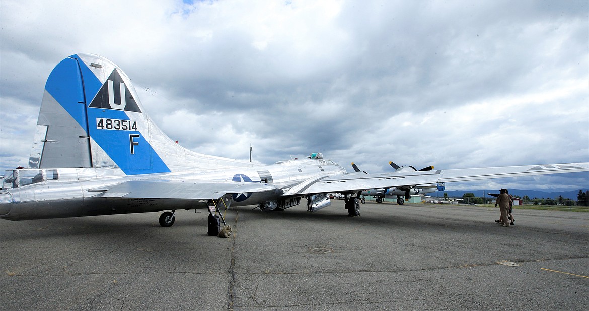 The B-17, "Sentimental Journey," rests at the Coeur d'Alene Airport on Monday.