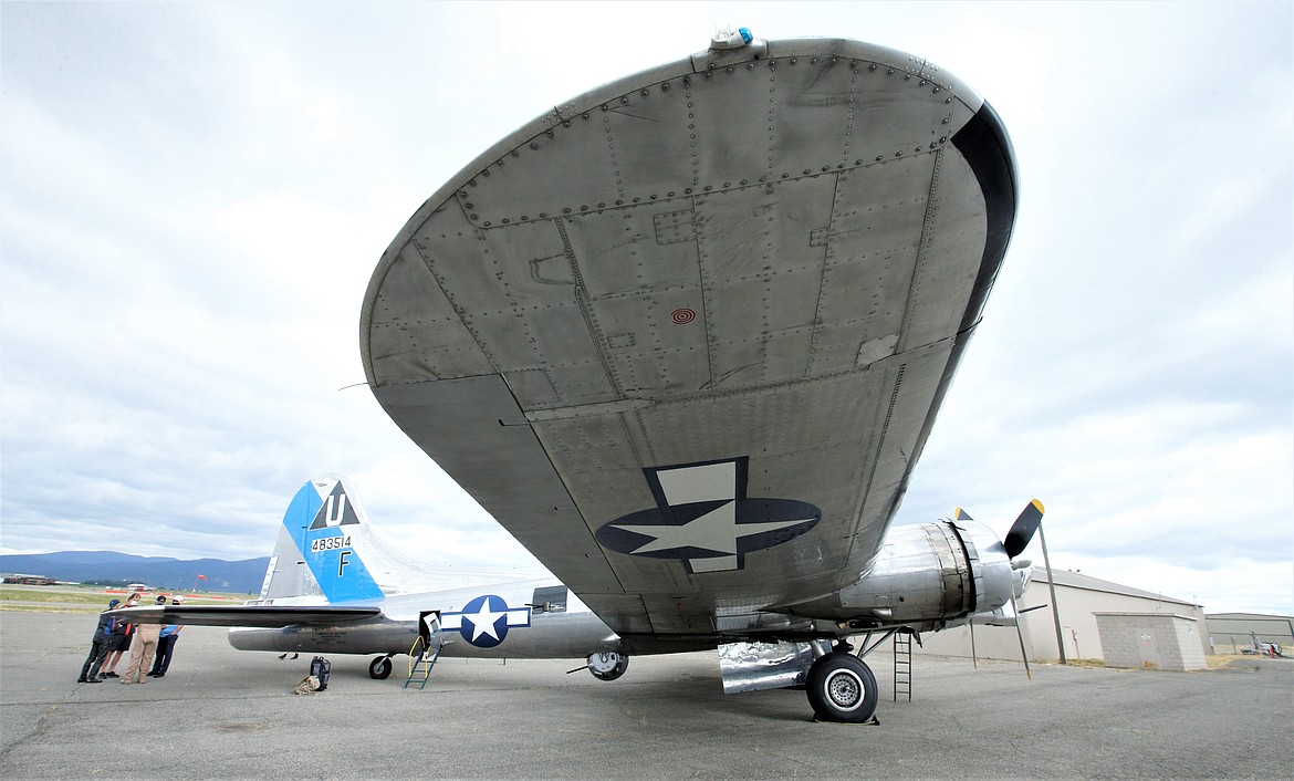 The B-17, Sentimental Journey, sits at The Coeur d'Alene Airport on Monday.