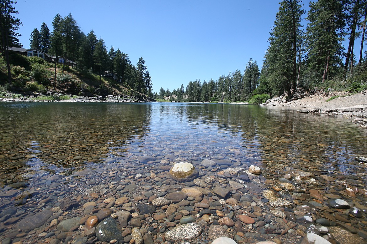 The Spokane River at Corbin Park, looking downstream. The waters at Corbin Park are hazardous to swimmers because of strong currents and undertow. DEVIN WEEKS/Press