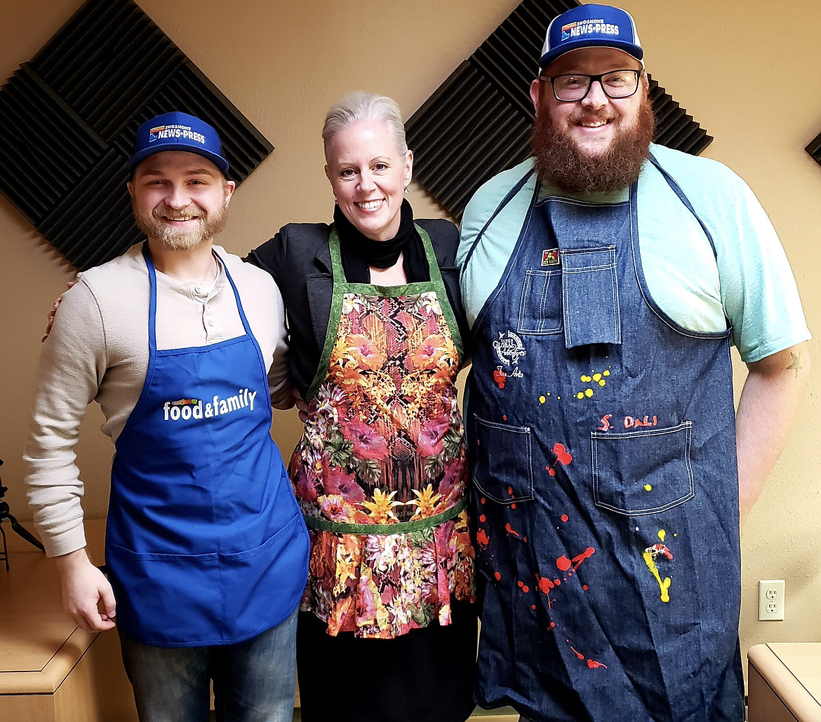 Keri Alexander (center) smiles for the camera with Managing Editor Chanse Watson (left) and Local Editor Josh McDonald in 2019 to promote one of her many fun and brilliant projects — the Silver Valley Cookbook.