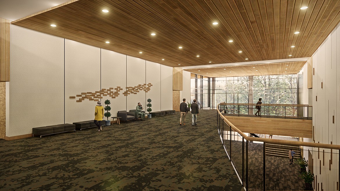 An artistic rendering of the Jane A. Karas Reception Hall at the Paul D. Wachhholz College Center at Flathead Valley Community College