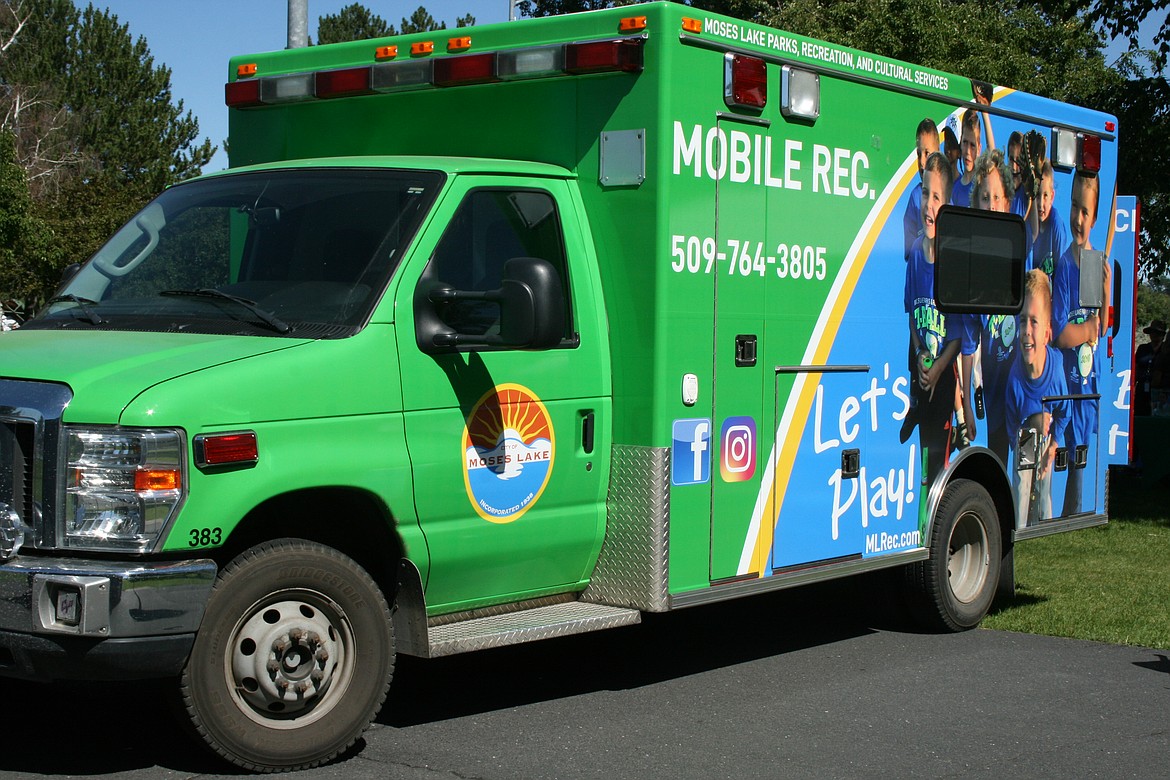 The mobile rec van sponsored by the Moses Lake Parks, Recreation and Cultural Services brings games and activities - i.e. fun - to parks around town.