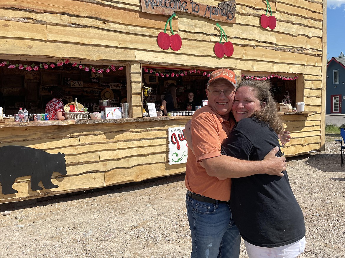 Kasey and Brenda Koch in front of their new cherry stand, Mama B's Jubilee. (photo provided)