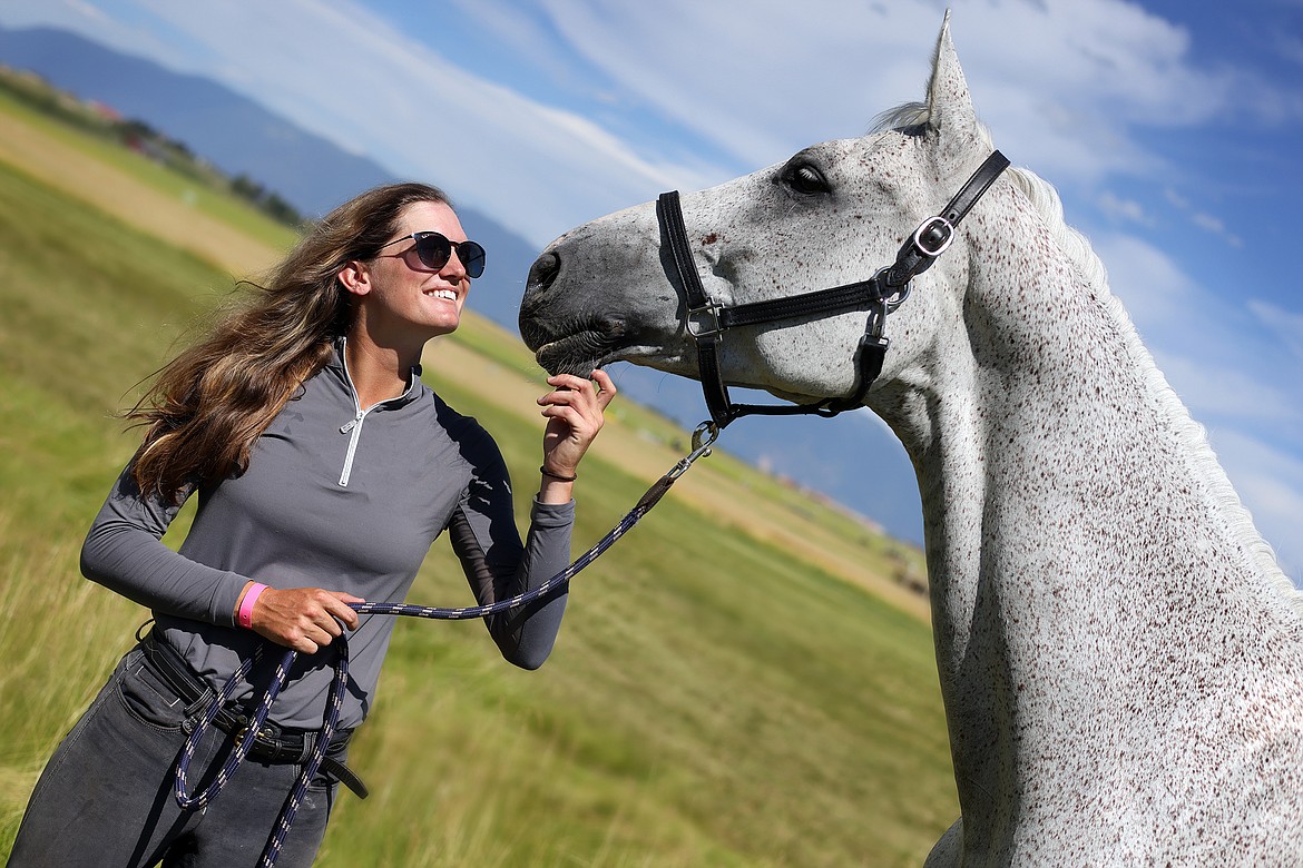 Kalispell native Ashlynn Meuchel and her horse “Emporium” at Rebecca Farm on Thursday, July 21. (Jeremy Weber/Daily Inter Lake)