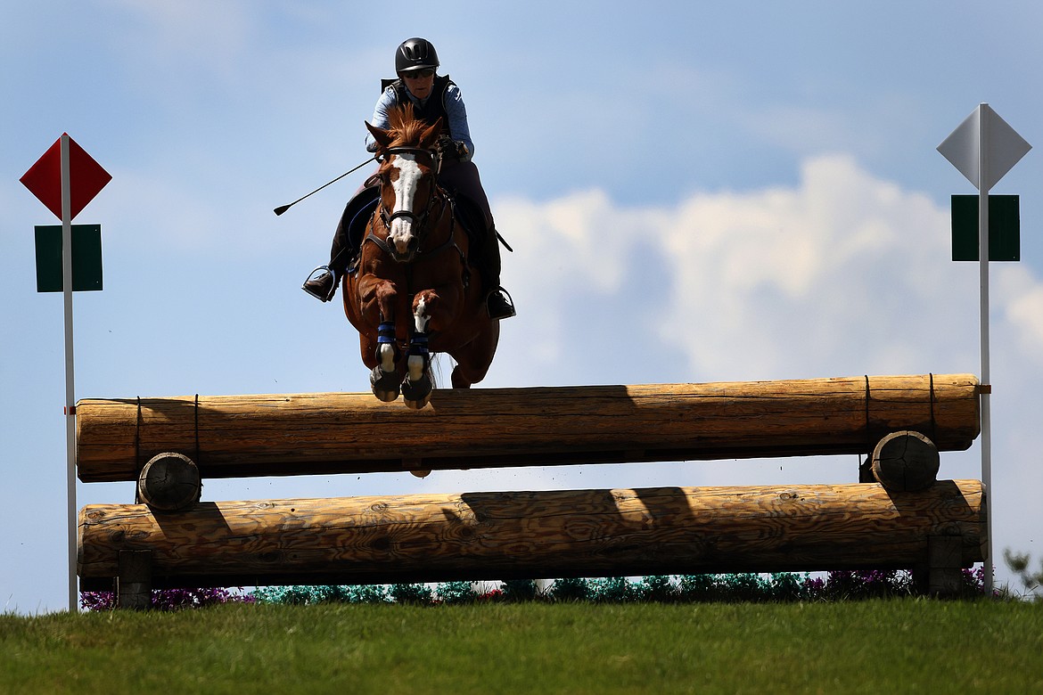 Darcie Kerkhoven rides in The Event at Rebecca Farm July 23. (Jeremy Weber/Daily Inter Lake)