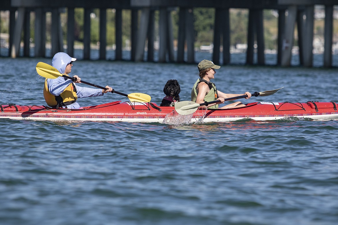 Kayakers participate in the annual Poker Paddle on Flathead Lake. (Rob Zolman/Lake County Leader)