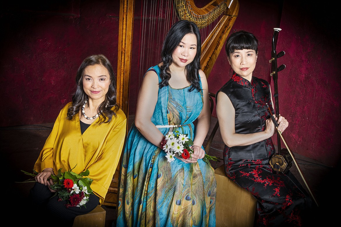 Erhu (Chinese fiddle) master Yun Sung, harpist Albertina Chang and narrator Jenny Lu