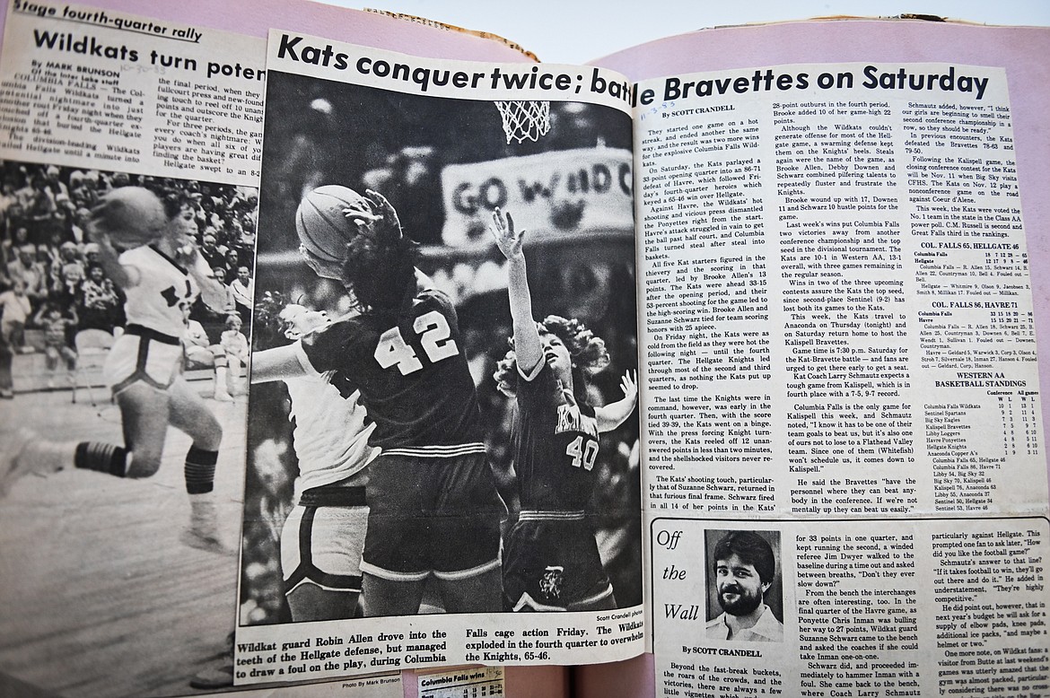 Pages in a scrapbook detail the Columbia Falls girls basketball state championship season of 1983. (Casey Kreider/Daily Inter Lake)