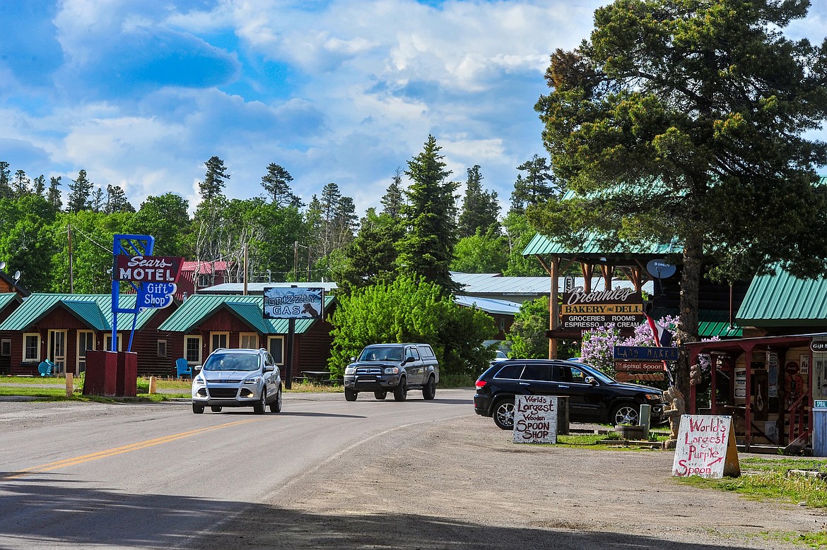 This 2019 photo shows a street in the village of East Glacier Park. (Rion Sanders/The Great Falls Tribune via AP)