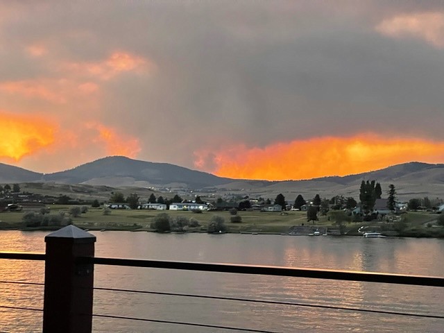 A wildfire burns near Elmo west of Flathead Lake on Friday night. (Julie Nelson photo)