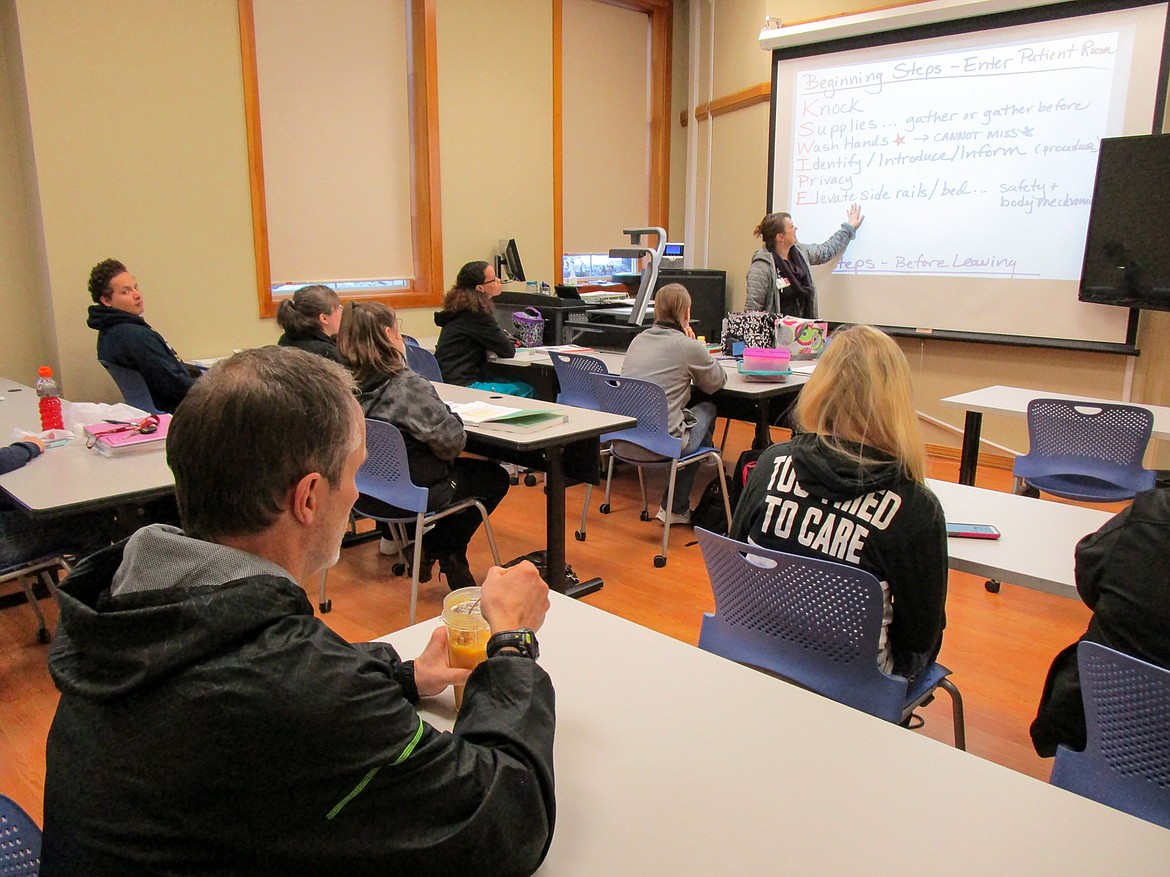 Students are pictured taking a certified nursing assistant course recently in a new classroom at North Idaho College at Sandpoint. The satellite campus recently moved next door to the Pine Street Annex, 515 Pine St.