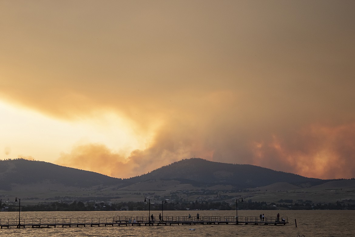 The Elmo Fire burns west of Flathead Lake near Montana 28 on Friday, July 29. (Rob Zolman/Lake County Leader)