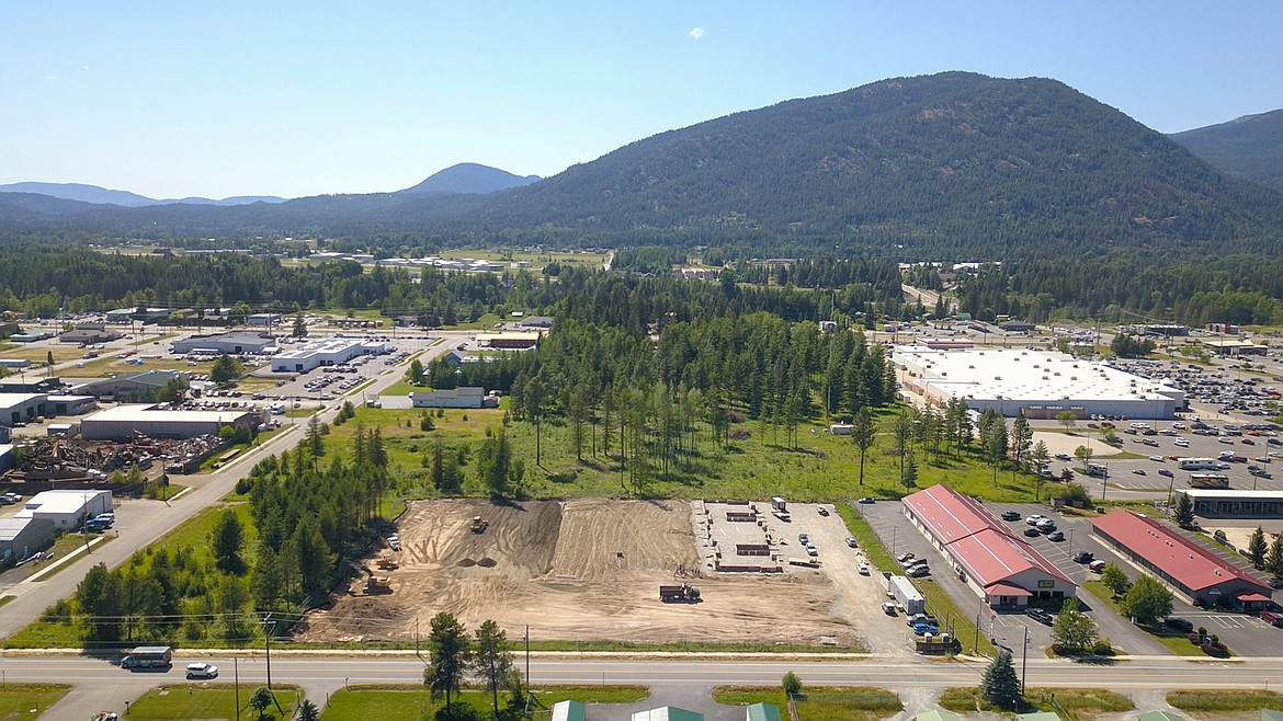 An aerial view of construction of Schweitzer's employee housing project in Ponderay. Located near the intersection of Schweitzer Plaza Drive and Triangle Drive in Ponderay and expected to be completed by summer 2023.