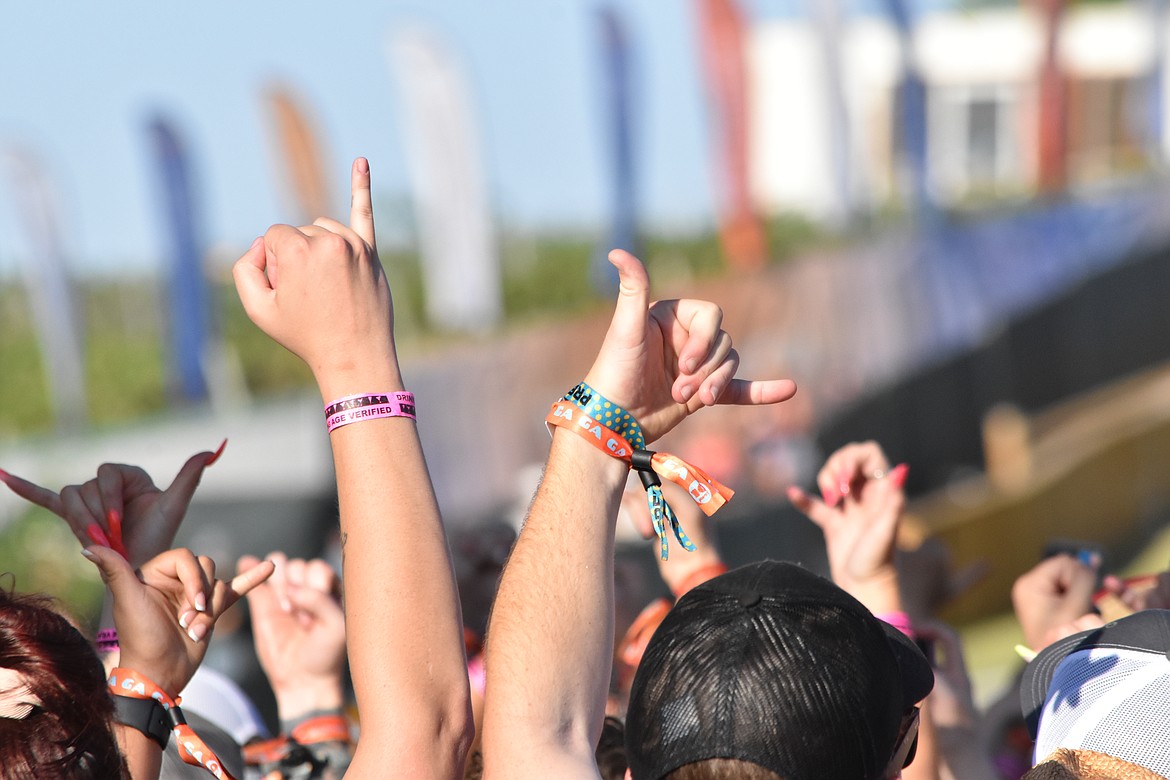 Shedders donned colorful bracelets to get into the festival, which was shown frequently as they put their hands in the air for the performers.