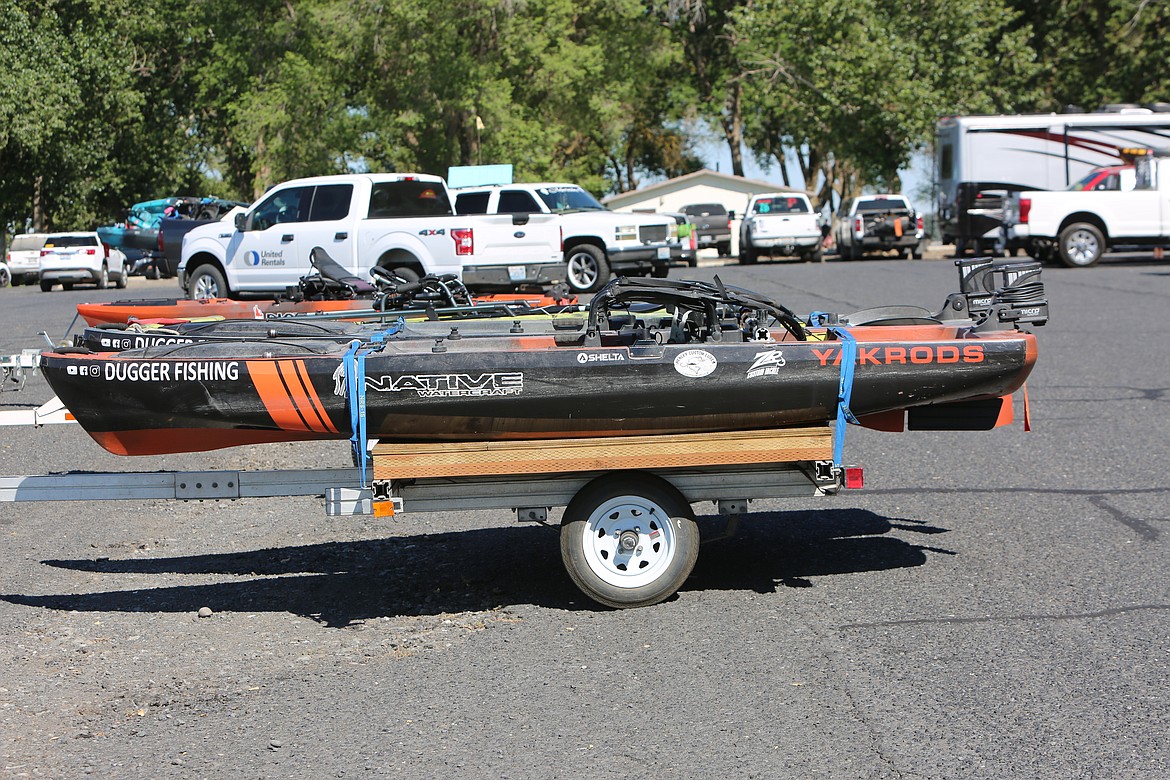 With kayaks in tow, anglers met at Blue Heron Park for the awards ceremony. Idaho fisherman Kyle Zemke won the event.