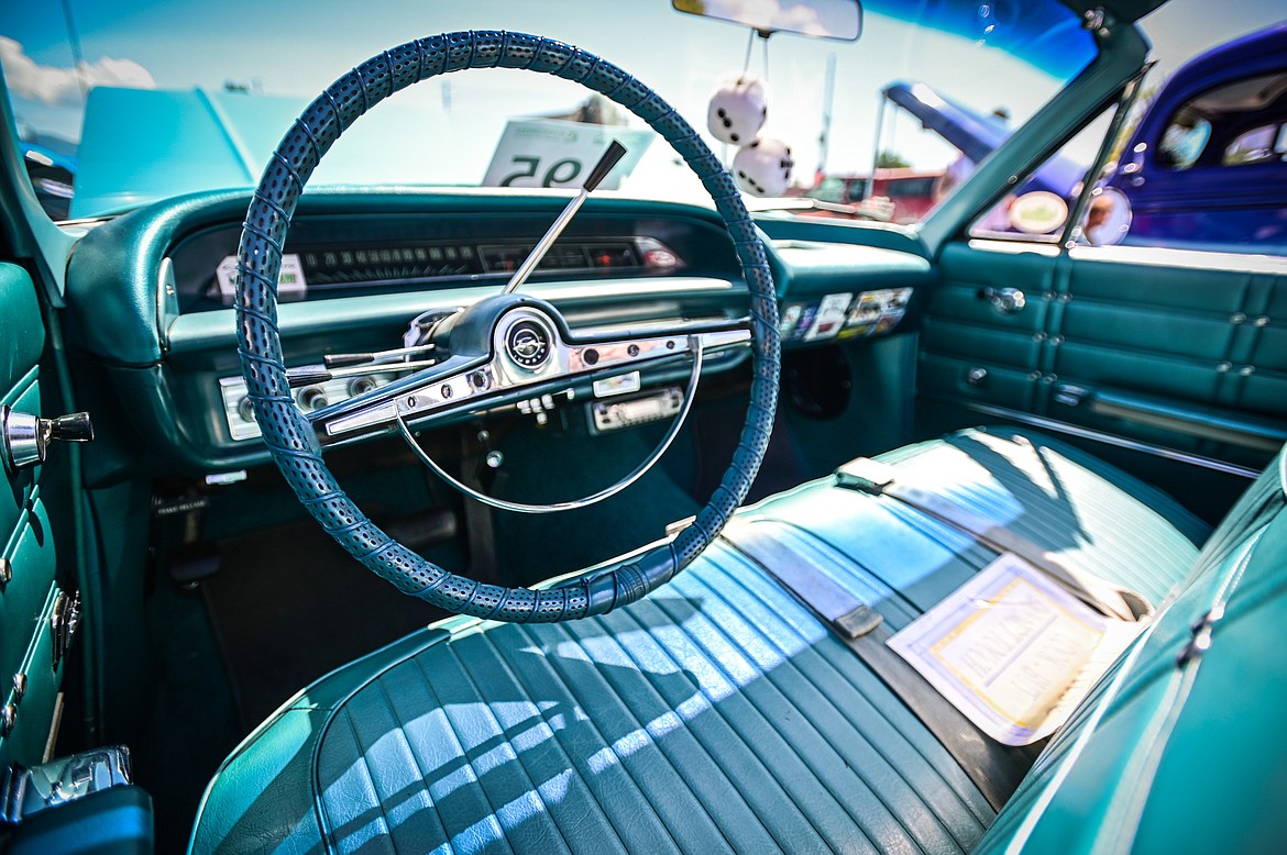 Interior of a 1963 Chevy Impala at the Evergreen Show 'N Shine car show at Conlin's Furniture on Saturday, Aug. 6. (Casey Kreider/Daily Inter Lake)