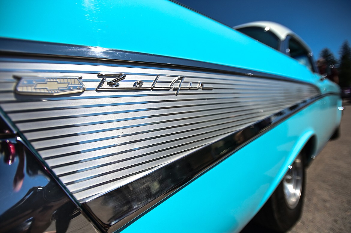 The tail fin on a 1957 Chevy Bel Air at the Evergreen Show 'N Shine car show at Conlin's Furniture on Saturday, Aug. 6. (Casey Kreider/Daily Inter Lake)