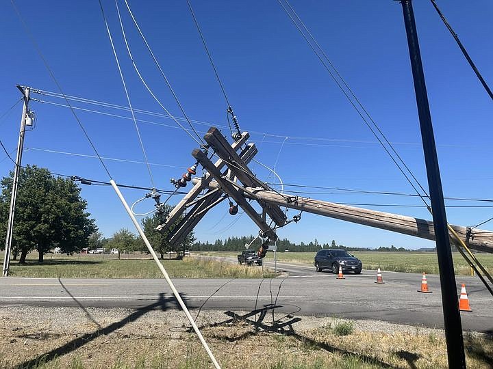 A car collided with a pole near Ramsey and Boekel roads Sunday causing a large power outage for Kootenai Electric customers in the Hayden area.